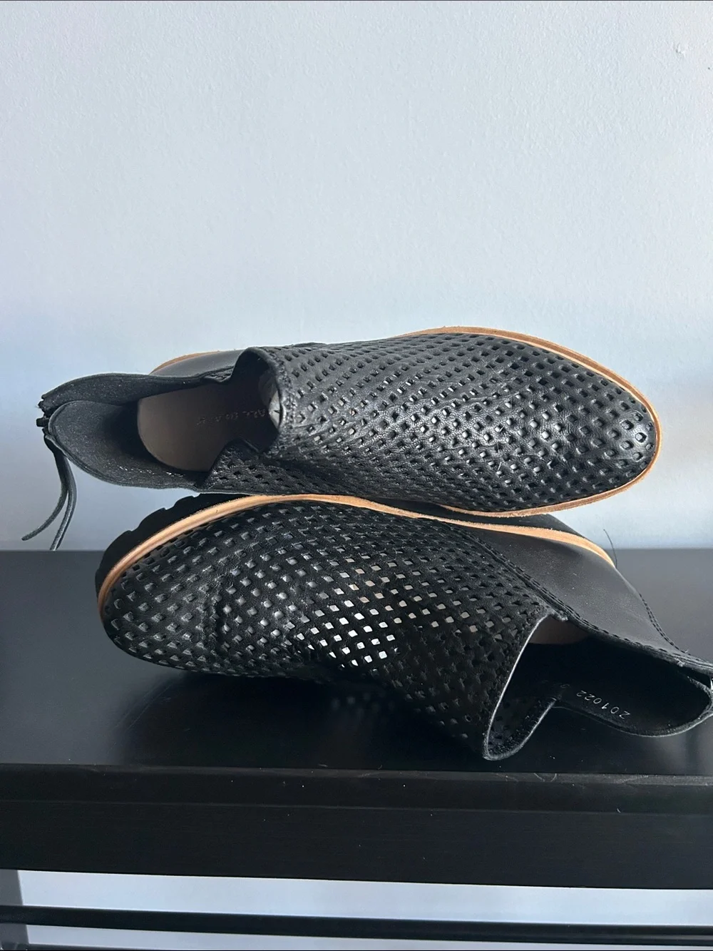 ALL BLACK  Perforated Platform Ankle Shoes 8 Black
